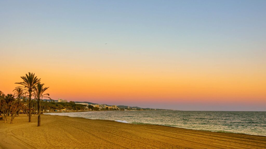 Marbella beach in sunset